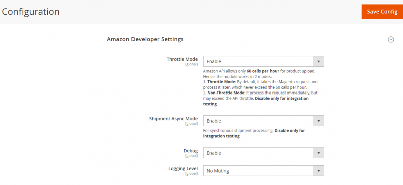 screenshot of Amazon Magento MultiChannel integration